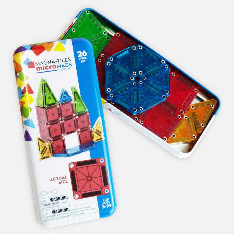 Magna-Tiles | Carreaux magnétiques - Carreaux magnétiques - Micromags - Ensemble de voyage - 26 pièces