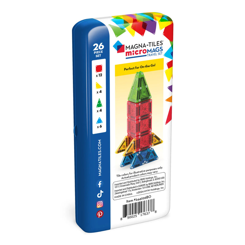 Magna-Tiles | Carreaux magnétiques - Carreaux magnétiques - Micromags - Ensemble de voyage - 26 pièces