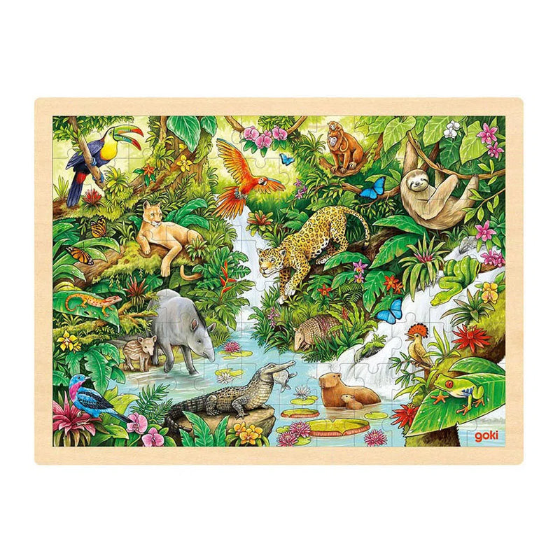 Goki | Houten Puzzel - Dieren Jungle Zuid-Amerika - 96 stuks