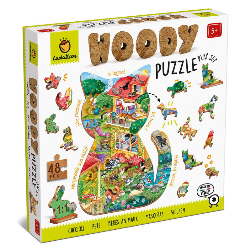 Ludattica | Woody Puzzel - Huisdieren - 48 puzzelstuks