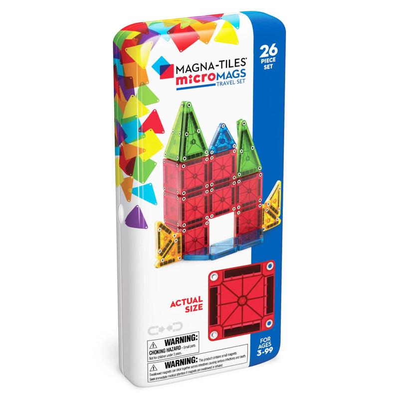 Magna-Tiles | Carreaux magnétiques - Carreaux magnétiques - Micromags - Ensemble de voyage - 26 pièces