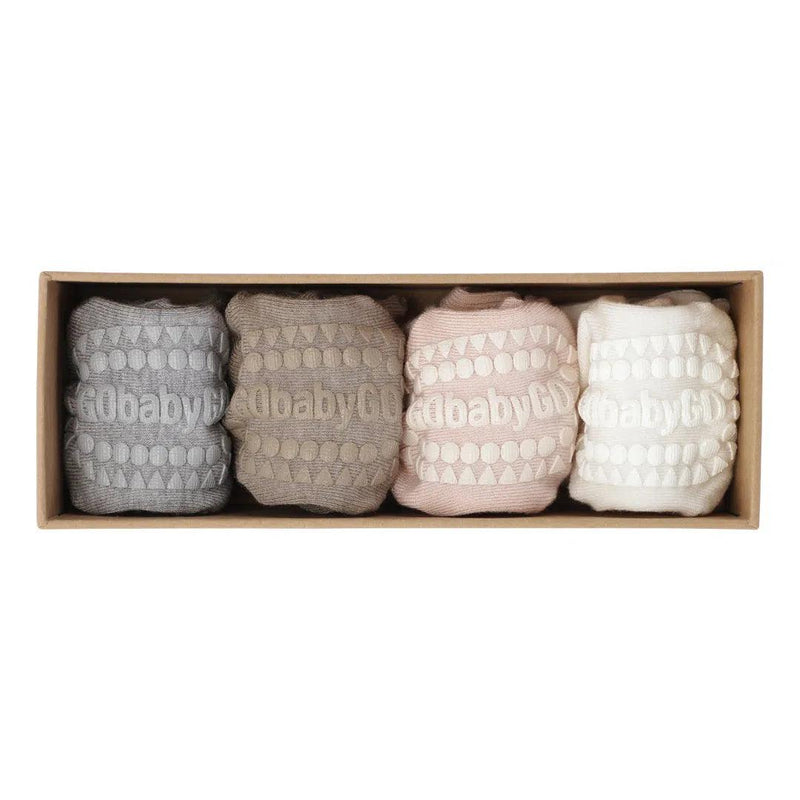GoBabyGo - GoBabyGo | Combo Box 4-pack Bamboo Soft Pink, Grey Melange, Off White, Sand 6-12m (size 17-19) - De Hartjesdief