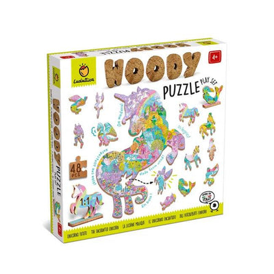 Ludattica - Ludattica | Woody Puzzel - Eenhoorns - 48 puzzelstuks - De Hartjesdief