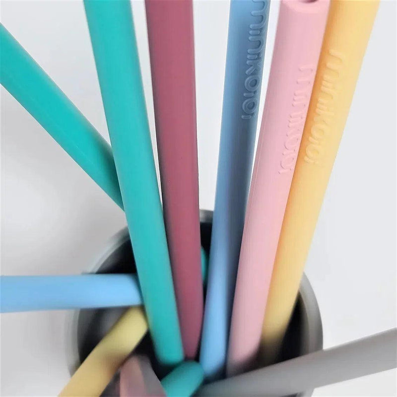 Minikoioi - Minikoioi | Flexi Straws - Blue Set - Herbruikbare Rietjes + Borsteltje (2 stuks) - De Hartjesdief