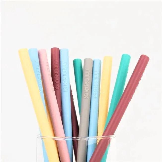 Minikoioi - Minikoioi | Flexi Straws - Pink Set - Herbruikbare Rietjes + Borsteltje (2 stuks) - De Hartjesdief