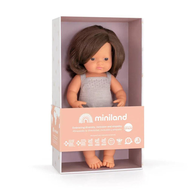 Miniland - Miniland | Europees meisje - 38cm - gekleed - Brunette - De Hartjesdief