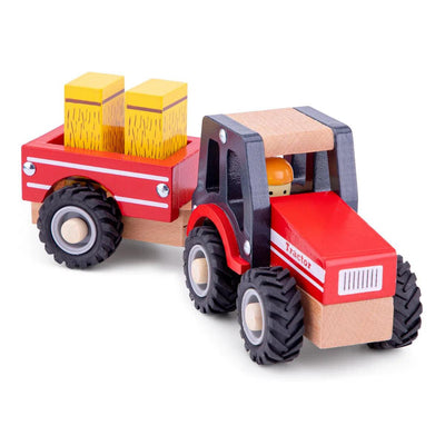 New Classic Toys - New Classic Toys | Tractor met Aanhanger - Hooibalen - Rood - De Hartjesdief