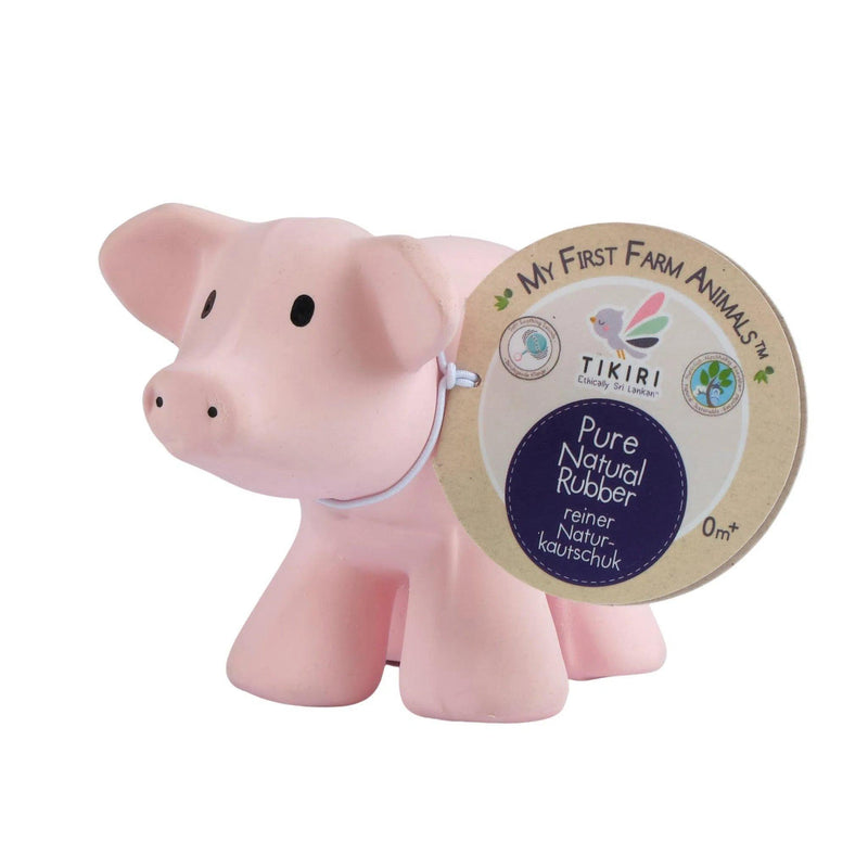 Tikiri - Tikiri | Pig - Natural Rubber Baby Teether Rattle & Bath Toy - De Hartjesdief