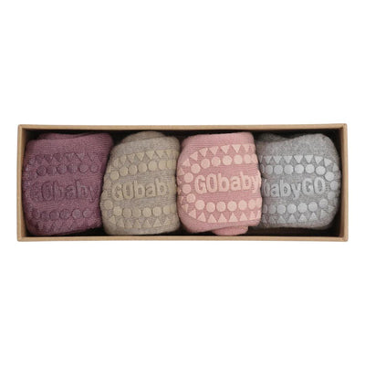 GoBabyGo - GoBabyGo | Combo Box 4-pack Cotton - Dusty Rose, Misty Plum, Grey Melange, Sand 6-12m (size 17-19) - De Hartjesdief