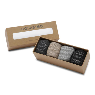 GoBabyGo - GoBabyGo | Combo Box 4-pack Cotton - Grey Melange, Dark Grey Melange, Black, Sand 6-12m (size 17-19) - De Hartjesdief