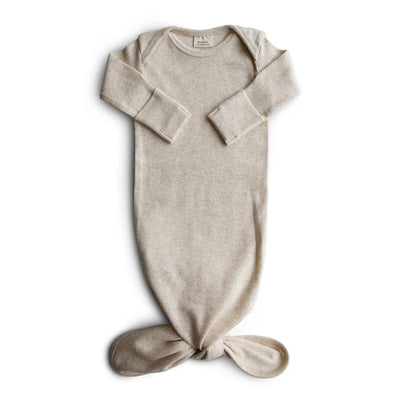Mushie - Mushie | Ribbed Knotted Baby Gown - Beige Melange - De Hartjesdief
