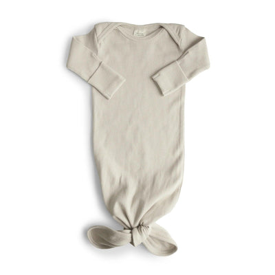 Mushie - Mushie | Ribbed Knotted Baby Gown - Ivory - De Hartjesdief